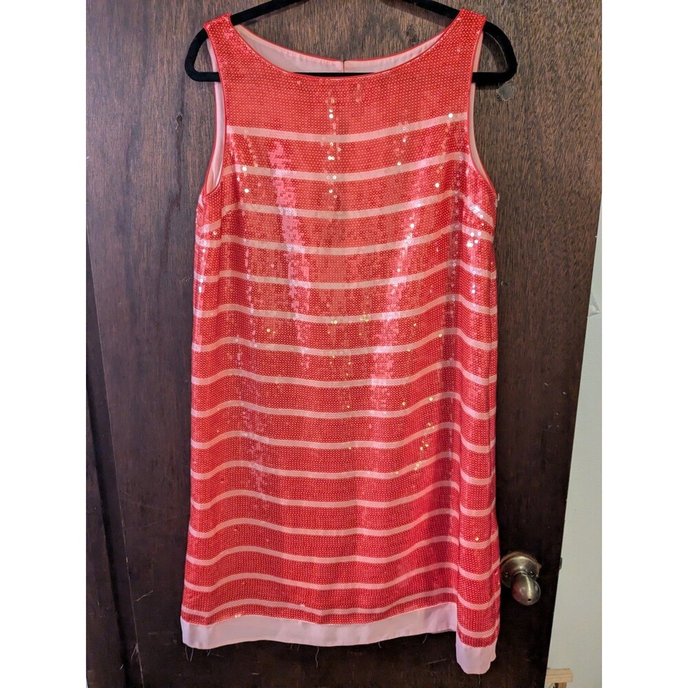 Kate Spade Pink & Red Striped Sequins Mini Dress
